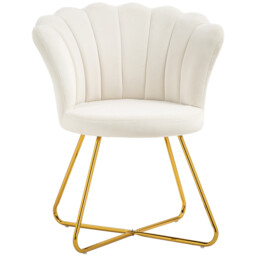 Accent Chair Cream Velvet Lotus Petal Back High Back 69x64x80cm Gold