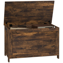 Storage Chest Rustic Brown Mdf 76x40x48cm Bench Toy Blanket Box With