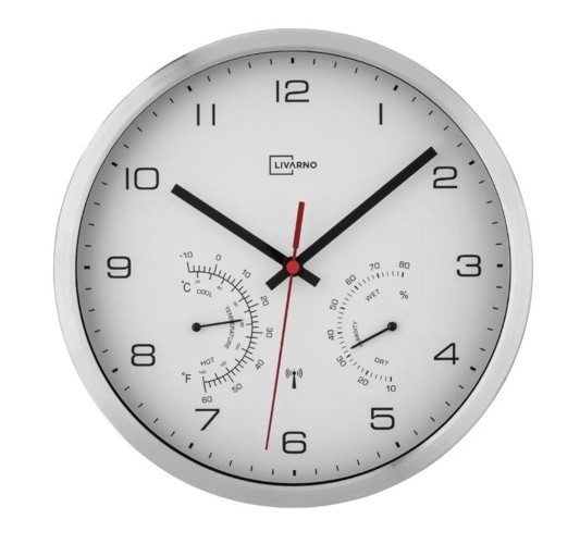 Livarno Home Radio Controlled Wall Clock With Temperature & Humidity -