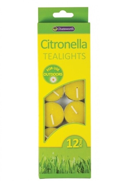 Chatsworth Pack Of 12 Citronella Tealight Candles Outdoor Insect