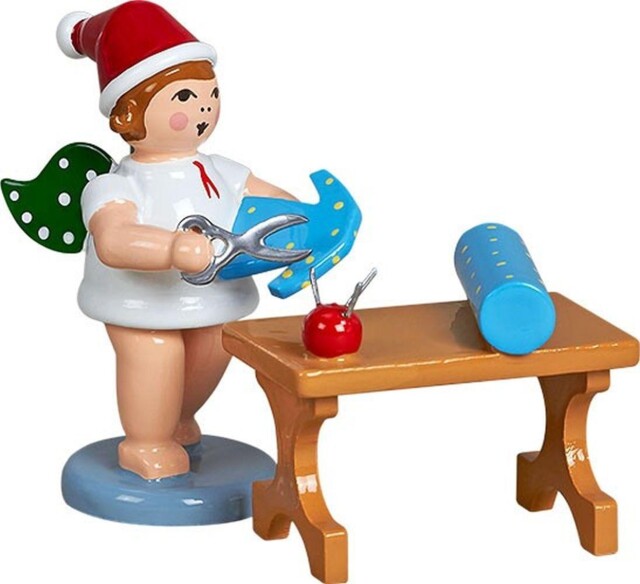 Angel Figure Christmas With Scissors And Schneidertisch No Crown