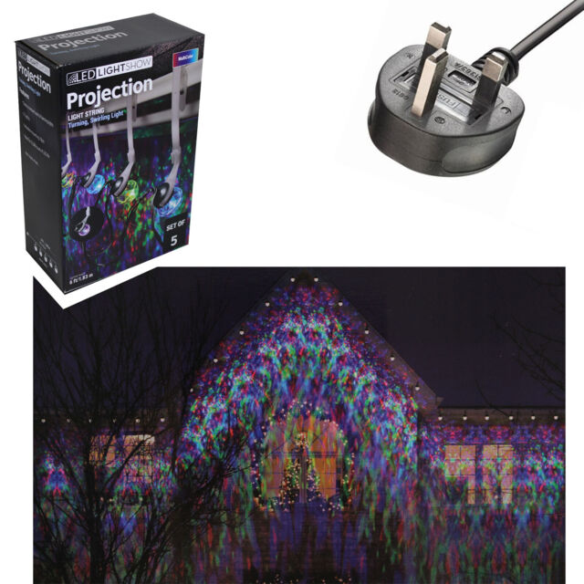 Festive Led Lightshow Projection Christmas Light String Set Of 5 -