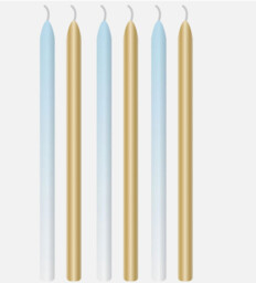 16 Extra Tall Cake Candles 18cm Pastel Blue Gold Birthday Decoration