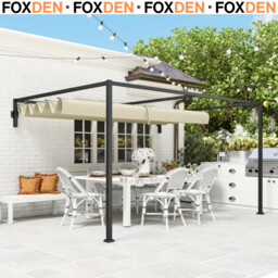 3x4m Lean To Pergola With Retractable Roof Metal Patio Canopy For Deck