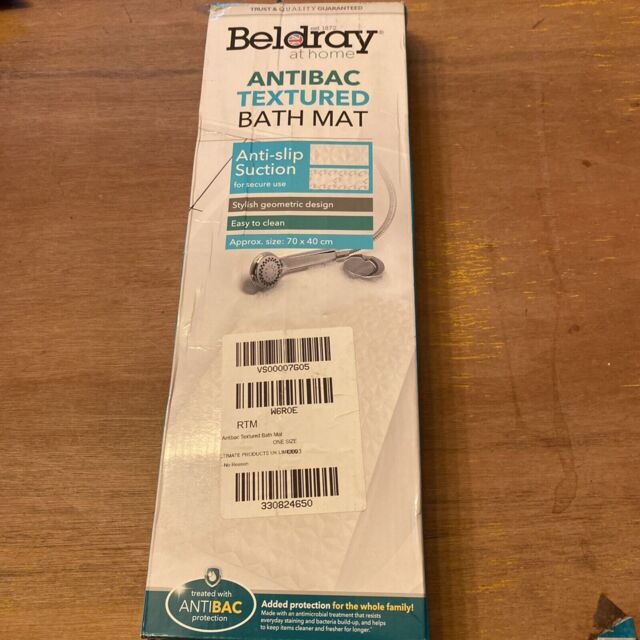 Beldray Bath Mat Anti Bacterial Textured Anti Slip Secure Suction Easy