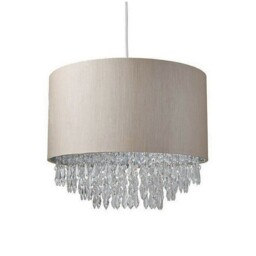 Light Shade Beaded Drum Droplet Chandelier Shiny Ceiling Pendant Mink