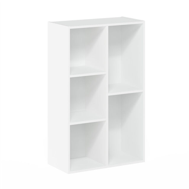 Furinno Luder Book Shelf, 5-cube Bookshelf, Reversible Bookcase, White