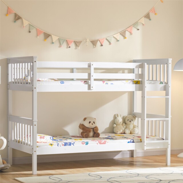 Bunk Bed Triple Sleeper Cabin Loft Bed Solid Pine Wood Kids Frame