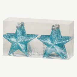 Christmas Shatterproof Stars 6 Pack 100mm Glitter Tree Decoration Ice