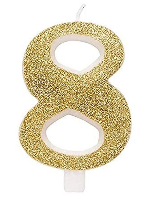 Givi Italia Number 8 Gold Glitter Candle