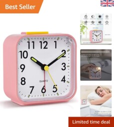 Non-ticking Battery Powered Alarm Clock With Large Display And Night
