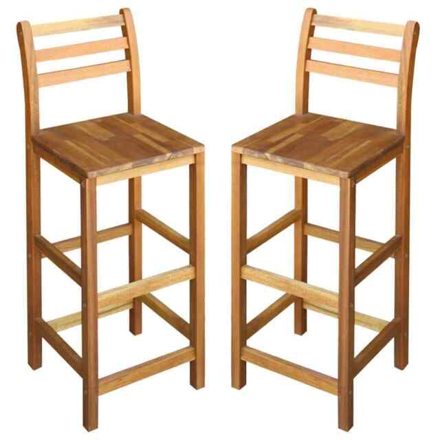 Bar Chairs 2 Pcs Solid Acacia Wood Vidaxl