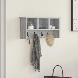 Wall-mounted Coat Rack With Shelf Grey Sonoma 50 X 16 X 26 Cm Vidaxl