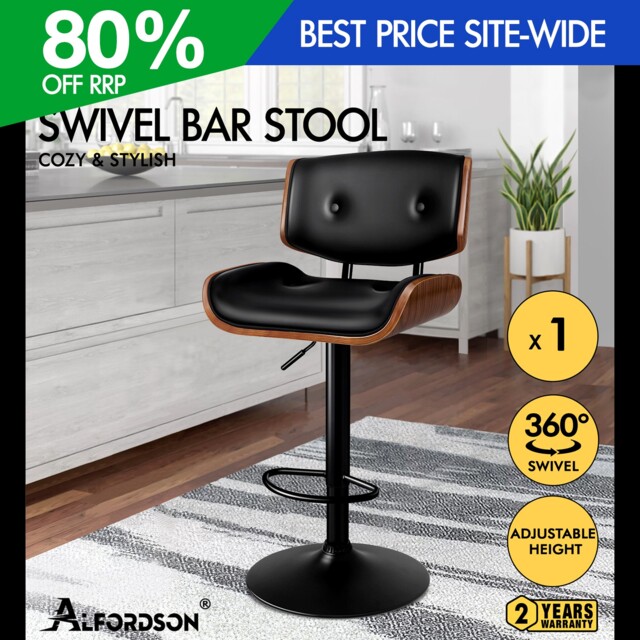 Alfordson Bar Stool Pu Leather Swivel Gas Lift Kitchen Breakfast