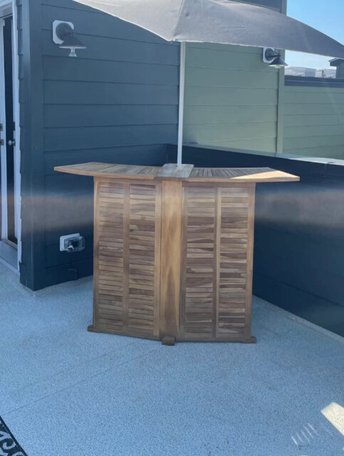 Outdoor Patio Wooden Folding Bar Table Solid Teak Wood Garden Bar