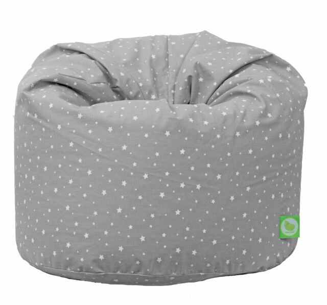 Large Cotton Bean Bag Grey Stars Pre Filled Adult Teen Chair Lounger