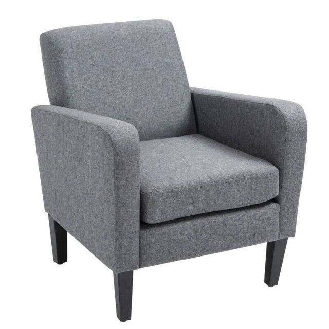 Homcom Modern Armchair Accent Chair With Rubber Wood Legs For Bedroom