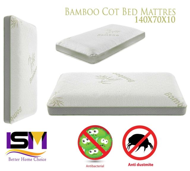 Baby Cot Bed Toddler Bamboo Foam Mattress Breathable 140 X 70 X 10 Cm