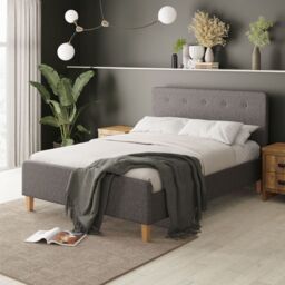 Ashbourne Bed Double 4ft 6 135cm Bedroom Hopsack Fabric Upholstered