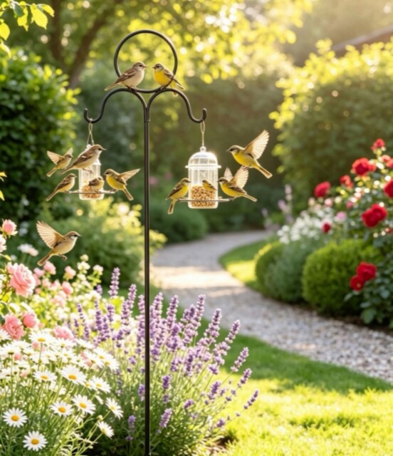 Dipamkar H220cm 2pcs Bird Feeder Pole Stand Station Shepherd Hook For