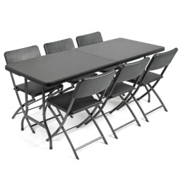 Garden Dining Set 6 Seater Rattan Effect Table Chairs Outdoor