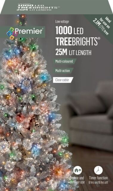 Premier - 1000 Led Multi Action Treebrights With Timer - Multi /clear