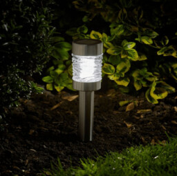 Smart Solar Powered Martini Brushed Stainless Steel Stake Light -