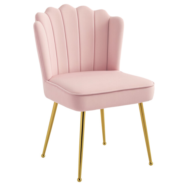 Homcom Velvet-feel Shell Accent Chair Home Bedroom Lounge Metal Legs