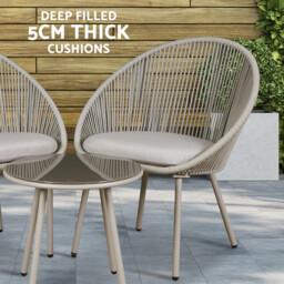 Dellonda Como Bistro Chair Coffee Table Set 3 Pieces Steel Tempered