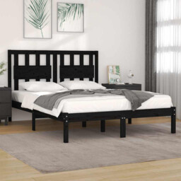 Bed Frame Solid Pinewood Black 2ft6 Small Single 75x190cm Headboard