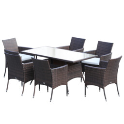 7pc Rattan Garden Furniture Dining Set Outdoor Patio Table Chairs