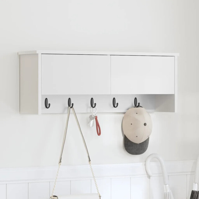 Wall-mounted Coat Rack White 80 X 20 X 30 Cm Engineered Wood Vidaxl