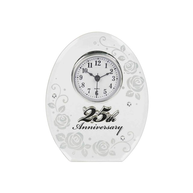 Shudehill Giftware 25th Silver Wedding Anniversary Mirrored Clock