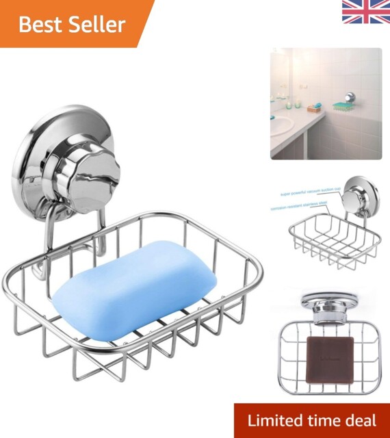 Elegant Stainless Steel Soap Holder - Powerful Suction Cup For Shower