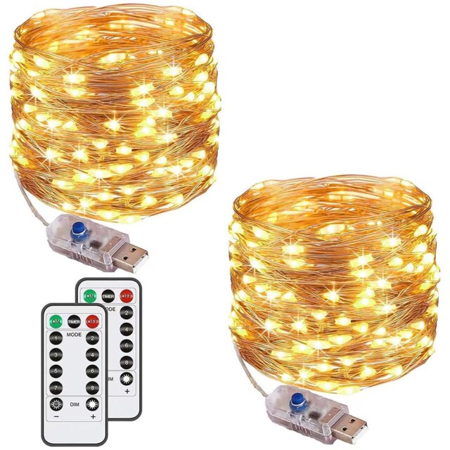 Augone [2 Pack] String Lights 120 Led 40ft 8 - Usb Powered, Usb