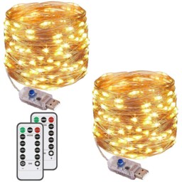 Augone [2 Pack] String Lights 120 Led 40ft 8 - Usb Powered, Usb