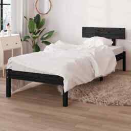 Bed Frame Black Solid Wood Pine 90x200 Cm Vidaxl