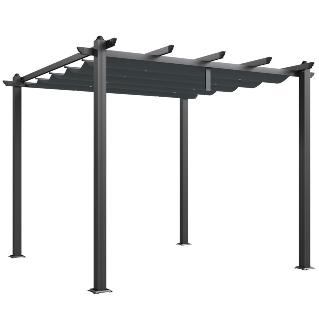 Outsunny 3 X 3(m) Aluminium Pergola With Retractable Roof, Garden