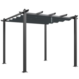 Outsunny 3 X 3(m) Aluminium Pergola With Retractable Roof, Garden