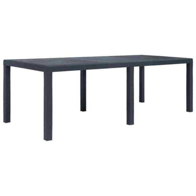 Garden Table Anthracite 220x90x72 Cm Plastic Rattan Look Vidaxl
