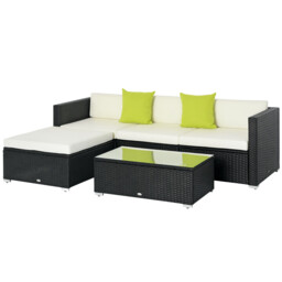 Outsunny 5 Pieces Rattan Sofa Set Wicker Sectional Cushion Patio Black