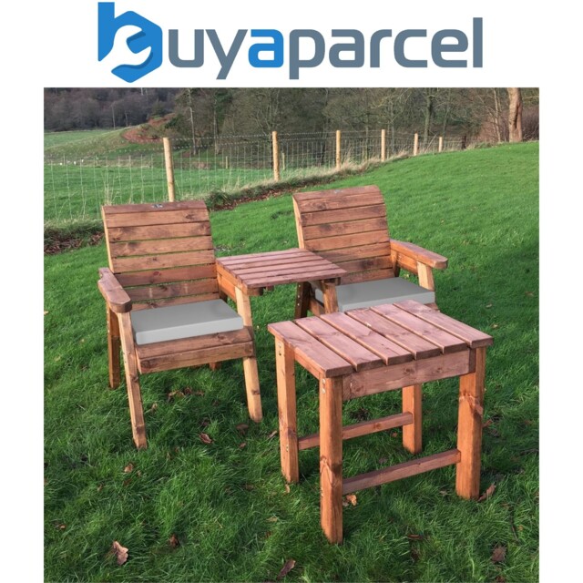 Charles Taylor Deluxe Wooden Garden 2x Armchair Chair Coffee Table
