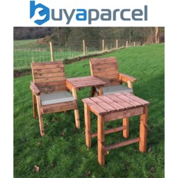 Charles Taylor Deluxe Wooden Garden 2x Armchair Chair Coffee Table
