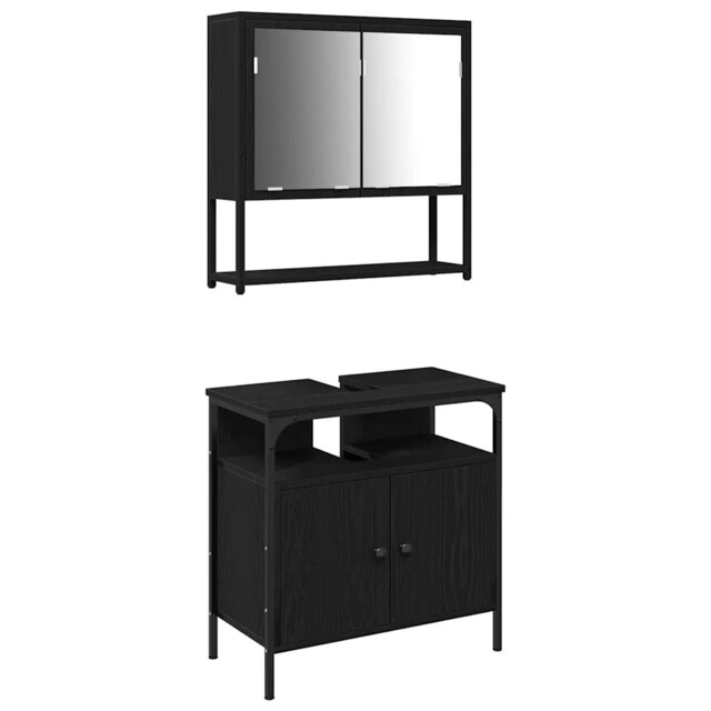 Bathroom Furniture Set 2 Piece Sink Cabinet Cupboard Engineered Wood