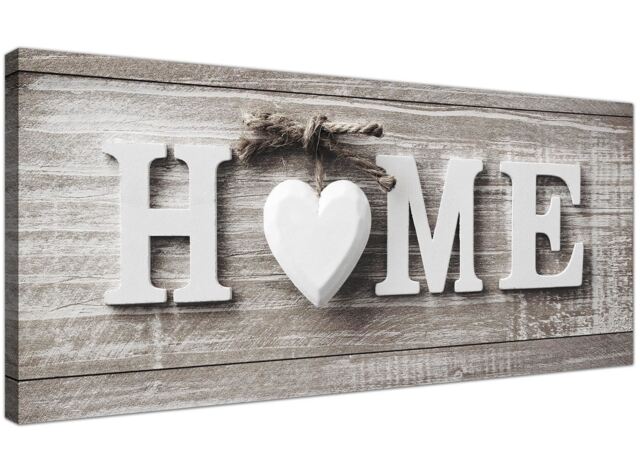 Shabby Chic Home Quote - Beige Canvas Wall Art Picture Modern 120cm