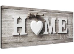 Shabby Chic Home Quote - Beige Canvas Wall Art Picture Modern 120cm