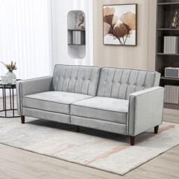 Convertible Sofa Futon Velvet-touch Tufted Couch Sofa Bed Split Back