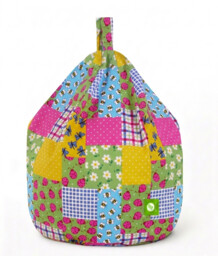 Kids Patchwork Ladybird Bean Bag Child Size Pre Filled Playroom Chair