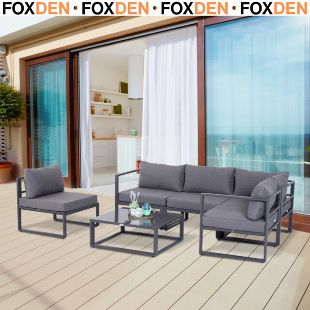 6 Piece Garden Sectional Sofa Set W/ Aluminium Frame & Cushion Outdoor