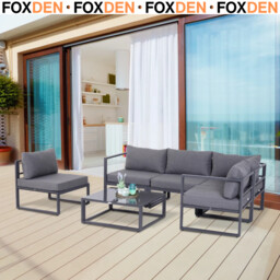 6 Piece Garden Sectional Sofa Set W/ Aluminium Frame & Cushion Outdoor